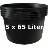 5 x Mörtelkübel rund 65 Liter schwarz