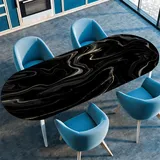 Elastizität Ovale Tischdecke – 3D Druck, rutschfeste Spanntischdecke, Wetterfest & Abwaschbar für Outdoor – Oval Tischtuch in Mehreren Größen (Marble 2,91cmx152cm)