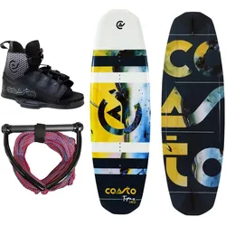 Wakeboard-Paket - Coasto Topaz Wakeboard + Diamond Wakeboard-Bindungen + Leine WEISS|GELB 140 CM