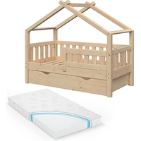 VitaliSpa Design Kinderbett 140x70 Babybett Jugendbett mit Schublade Lattenrost Matratze