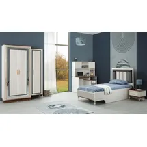 aea Komplette Jugenbett Kindermöbel Kinderbett Weiß Holz Set 4tlg Modern - Weiß