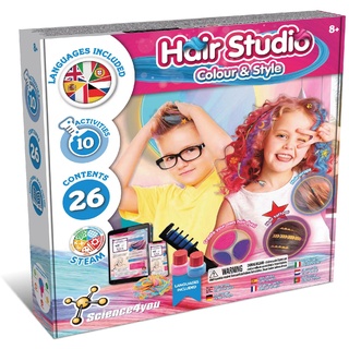 Science4you Haarstudio - Haarkreide für Mädchen und Jungen, Macht Haarfarbe Auswaschbar, Haarsträhnen für Kinder, Spielzeug und KinderSpiele ab 8+ jahre, Geschenke für Mädchen und Jungen 8+ jahre