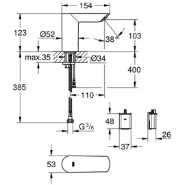 Grohe Bau Cosmopolitan E Sensor-Armatur ohne Mischung chrom 36452000