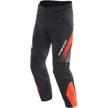 Dainese Drake 2 Air Absoluteshell Pants, Wasserdichte Motorradhose, belüftet, mit abnehmbaren Knieschonern, Mann, Schwarz/Rot-Fluo, 52