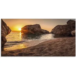 Artland Glasbild »Sonnenuntergang und Strand«, Strand, (1 St.), in verschiedenen Größen Artland Farbe Bild(er): naturfarben