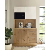 Respekta Marleen Küchen Buffet 120 cm mit Mikrowelle links weiß