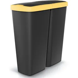 Monzana KEDEN® Mülleimer Küche 50L 2 Fächer mit Deckel Schwarz Gelb