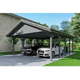 SKANHOLZ Satteldach-Carport Wallgau Schiefergrau 620 x 750 cm Dachlattung