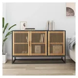 furnicato Sideboard Klassisches 105x30x65 cm Schwarz aus Holzwerkstoff mit (1 St), Stabiles Anrichtenschrank-Modell mit Stauraum und Massivholz-Elementen schwarz