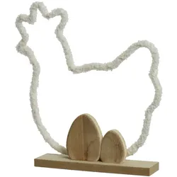 Decoris Dekoaufsteller 27x32cm Plüsch Osterhuhn Aufsteller Osterdeko Tischdeko Dekofigur