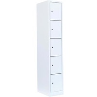 Lüllmann Schließfachschrank X-520517, aus Metall, 5 Fächer, 31 x 180 x 50cm, weiß