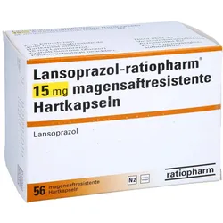LANSOPRAZOL-ratiopharm 15 mg magensaftres.Hartkap. 56 St