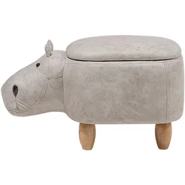 Beliani Tierhocker mit Stauraum Kunstleder 36 x 37 x 65 cm Grau