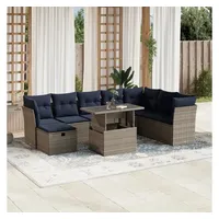vidaXL Gartensofa-Set 9-tlg. grau Polyrattan