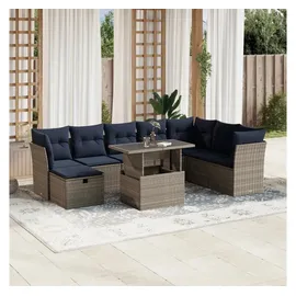 vidaXL Gartensofa-Set 9-tlg. grau Polyrattan