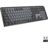 Logitech MX Mechanische kabellose beleuchtete Performance-Tastatur, Leise Tasten, Hintergrundbeleuchtung, Bluetooth, USB-C, macOS, Windows, Linux, iOS, Android, , Skandinavisches QWERTY-Layout - Grau