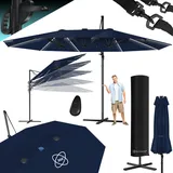 Kesser KESSER® Sonnenschirm Doppelsonnenschirm 4,6m x 2,7m Ampelschirm Abdeckung & Windsicherung mit Kurbel & Ständer Kurbelschirm Aluminium wasserabweisend Neigbar Kippbar 360° Drehbar