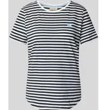 T-Shirt mit Motiv-Stitching und Rundhalsausschnitt, Marine, XXL
