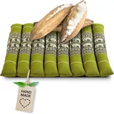 livasia Sitzkissen Stuhlauflage klein - 35x35x4,5cm - Bodenkissen gesteppt Indoor/Outdoor, Meditationskissen Yogakissen, Stuhlauflage Palettenmöbel, Steppkissen für Stuhl und Bank (Grün/Elefanten)