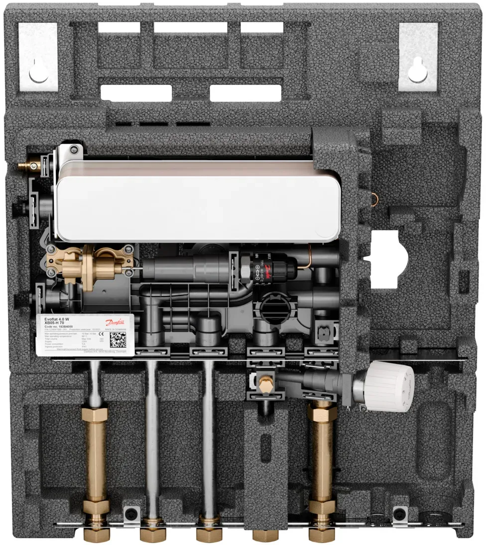 Danfoss Wohnungsstation EvoFlat 4,0 W2 für Trinkwasserwärmung, 10 bar, 95C