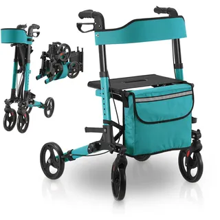 Juskys Aluminium Rollator Vital mit Sitz Petrol