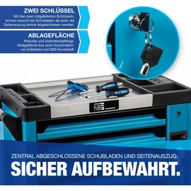 NTG Werkzeugwagen Stahl blau 7 Schubladen bestückt