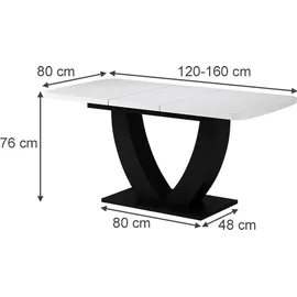 Vicco Fenaro 120 x 77,4 x 80 cm weiß/schwarz