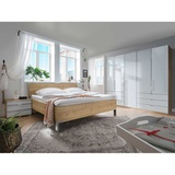 Komplettschlafzimmer in Eiche Bianco und Weiß mit Glas beschichtet (vierteilig)