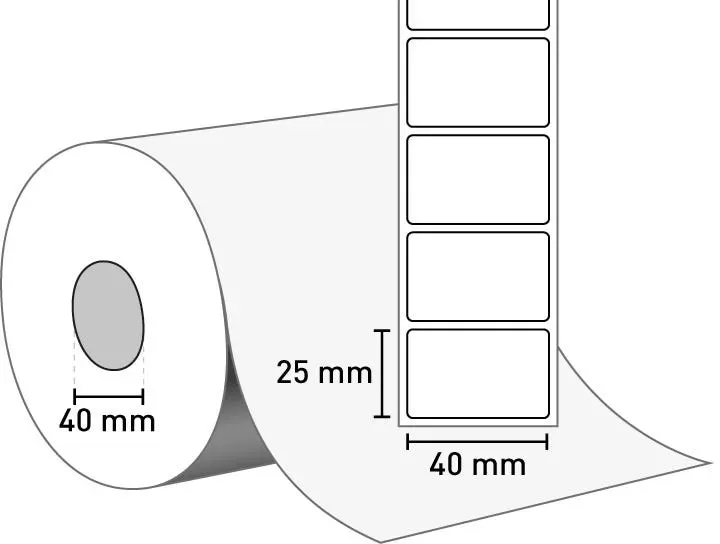 Pharmigo® Ultra TD (Thermopapier) 40 mm x 25 mm / permanent / 40 mm Kern / 1.740 Etiketten je Rolle