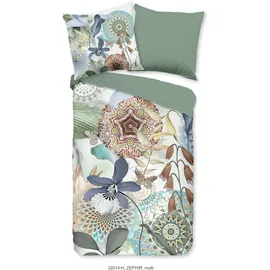 Muller Textil ZEPHIR Blumen/Mandala Grün 135 x 200 cm + 2 x 80 x 80 cm