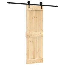 vidaXL Schiebetür rechts 70 x 210 cm Natürlich/Schwarz