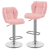 Yaheetech Barhocker 360° Drehbare Hocker mit Fußstütze (2 St), 1/2/4/6er-Set Barstühle Küchenstühle Bistrohocker höhenverstellbar rosa