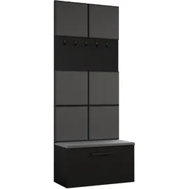 ax living Garderobenschrank Rosanno I 80,6 x 204 x 40 cm Schwarz