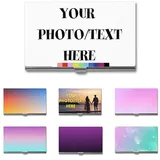 AOOEDM Personalisiertes Visitenkartenetui mit Ihrem Foto/Text/Logo, personalisierter Visitenkartenhalter für Damen/Herren, Foto-Namenskartenhalter aus Metall