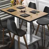 GGM Möbel Bistrotisch 110 x 60 x 75 cm Eiche/Edelstahl Schwarz
