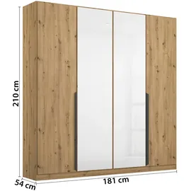 Rauch Drehtürenschrank Artemis 181 x 210 x 54 cm Weiß/Eiche Artisan