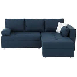 Home Affaire Ecksofa HOME AFFAIRE "Italia L-Form", blau, B:217cm H:80cm T:182cm, Struktur fein (100% Polyester);Microfaser PRIMABELLE(100% Polyester);Samtoptik (100% Polyester), Sofas, Ecksofa, mit Bettfunktion und Bettkasten, Federkern-Polsterung