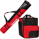 BRUBAKER Sporttasche Carver Pro Skitasche Kombi Set (2-tlg., reißfest und nässeabweisend), Skisack und Skischuhtasche für 1 Paar Ski rot|schwarz 170 cm x 34 cm x 34 cm
