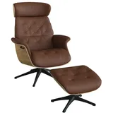 flexlux »Volden Fernsehsessel, verstellbarer Rücken- & Kopfstütze, drehbar« Rücken- und Kopfteilverstellung, Drehbar, Fuß Schwarz Armlehne Walnuss