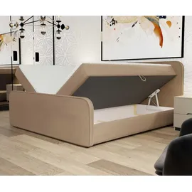 Fun Möbel Boxspringbett Schlafzimmerbett MABEL 180x200cm Stoff Opera Velvet Hellgrau - Grau