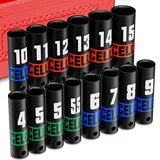 Arwealxs 14 Tlg Schlagschrauber Nüsse Set, 1/4 Zoll Schlagnüsse, 4 mm-15 mm Kraft Stecknusse, Autoreparaturen, Haushaltsreparatur