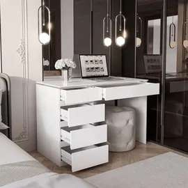 Lukmebel Schreibtisch AURORA SILVER mit Schubladen - Silber/Weiß