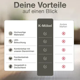 K-Möbel Eckvitrine 176 x 56,5 x 56,5 cm Schwarz