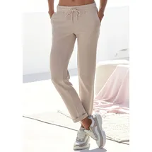 H.I.S. H.I.S Sweathose Schlupfhose mit kleinem Aufschlag am Saum, Loungewear beige|braun 32/34