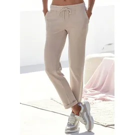 H.I.S. H.I.S Sweathose Schlupfhose mit kleinem Aufschlag am Saum, Loungewear beige|braun 32/34