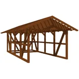 SKANHOLZ Skan Holz Carport Schwarzwald m. Dachlattung u. Abstellr. 424 x 772 cm Nuss