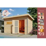 Saunahaus Gartensauna JOOST 3 SPARSET 396x231cm Karibu mit HUUM WIFI Steuerung