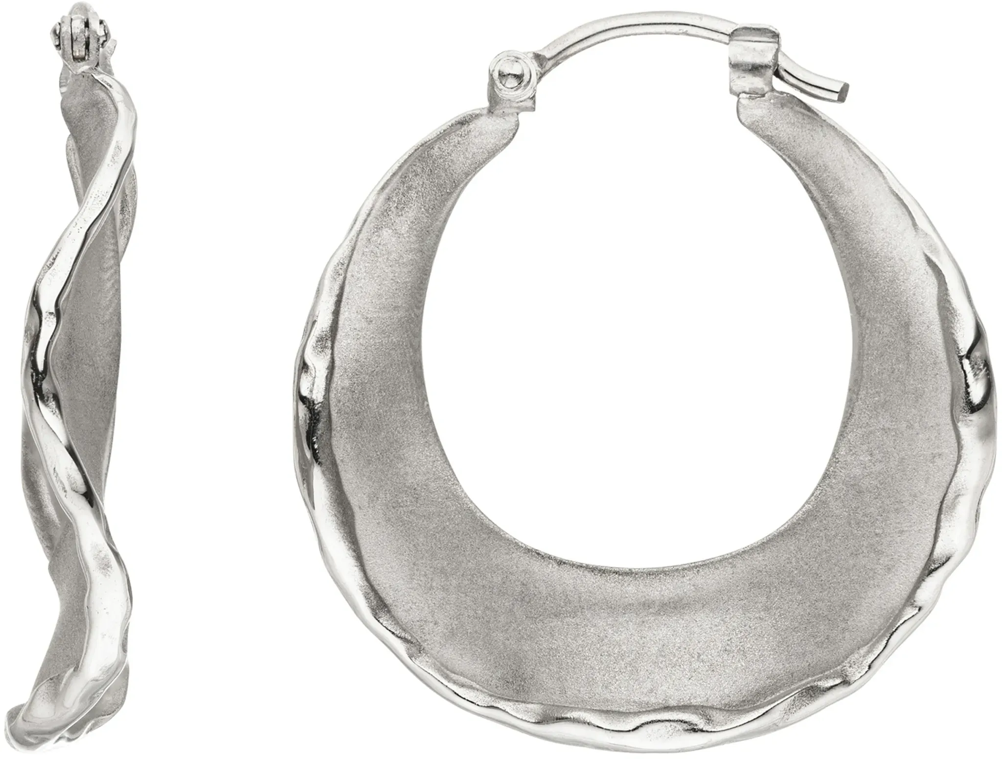 Paar Creolen JOBO, silber (silber 925), Ohrringe, Damen, 22,7mm, Silber 925 (Sterlingsilber), 925 Silber matt 22 mm