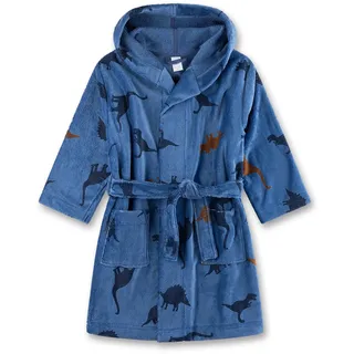 Sanetta Jungen-Bademantel Blau | Hochwertiger und kuscheliger Bademantel aus Baumwoll-Mix für Jungen. Dino-Bademantel mit Kapuze & Gürtel | Bademantel für Jungen - 140