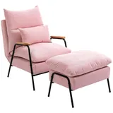 Homcom Polstersessel mit Hocker, Relaxsessel mit neigbarer Rückenlehne, Rosa